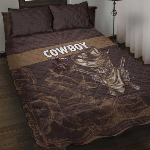 Skull Cowboy Quilt Bed Set Wild West Reborn LT15