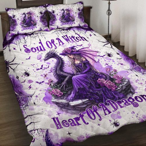 Soul Of A Witch Heart Of A Dragon Personalized Witch Quilt Set