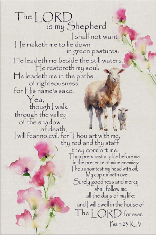 The Lord is My Shepherd Psalm 23 Wall Art Canvas