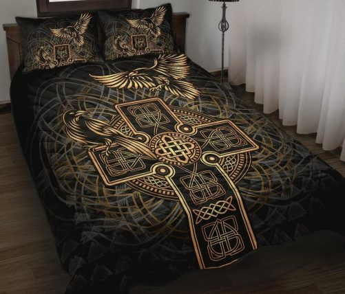 Viking Quilt Bed Set Odin's Celtic Raven Tattoo RLT12