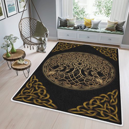 Viking Raven And Yggdrasil Tree Of Life Viking Area Rug