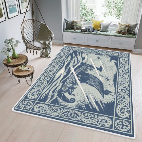 Viking Ship At Sea Viking Area Rug