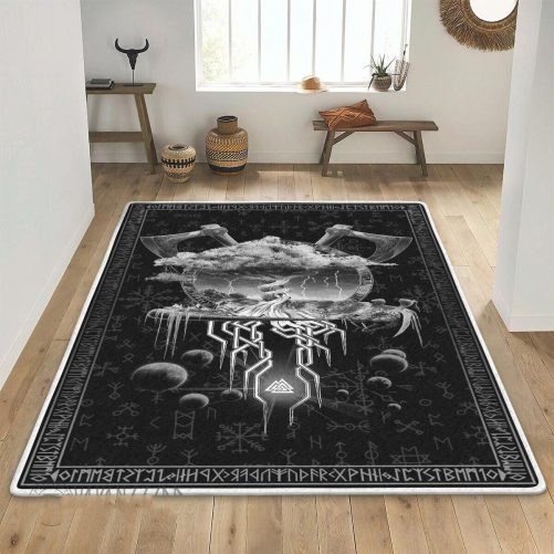 Viking Tree Of Life Yggdrasil And Viking Axe Area Rug