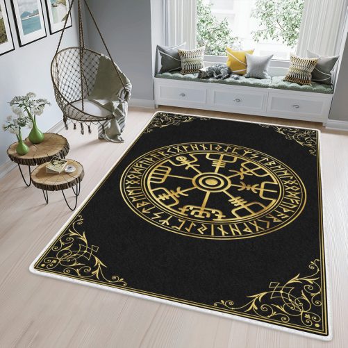 Viking Vegvisir and Rune Area Rug Viking Area Rug