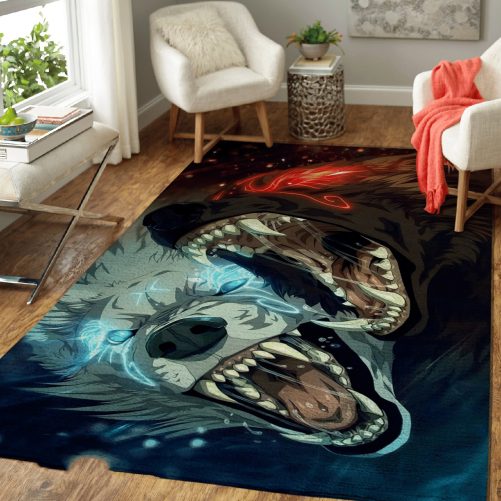 Water and Fire Wolf Viking Area Rug