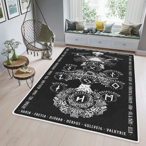 Yggdrasil Tree Of Life And Rune Viking Area Rug