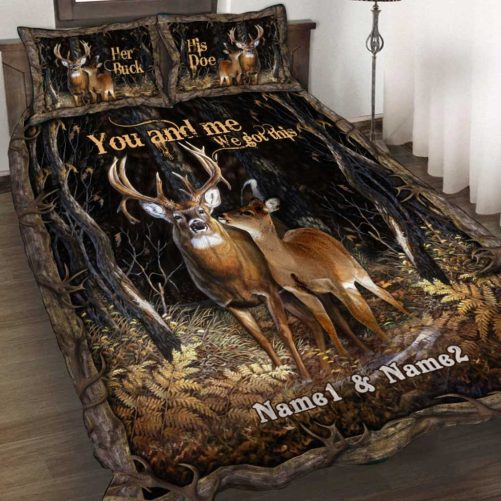 You And Me Hunting Personalized Quilt Bed Set
