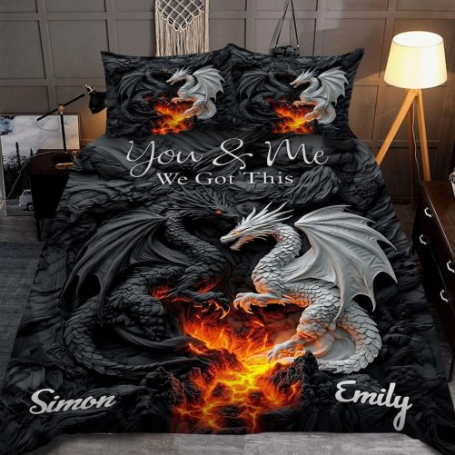 You And Me We Got This Personalized Dragon Quilt Set