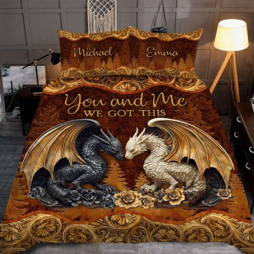 You & Me Personalized Dragon Quilt Set