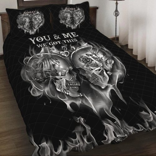 You & Me We Got This Personalized Skull Quilt Set