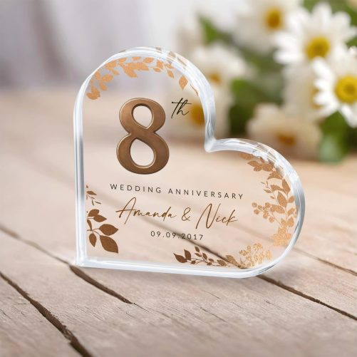 8th Anniversary Acrylic Plaque, Personalized 8th Anniversary Gift, Bronze Anniversary Gift, Wedding Anniversary Keepsake, Gift for Husband 1
