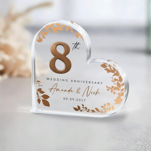 8th Anniversary Acrylic Plaque, Personalized 8th Anniversary Gift, Bronze Anniversary Gift, Wedding Anniversary Keepsake, Gift for Husband