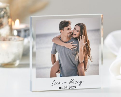 Engagement Personalised Photo Block, Engagement Gift, Anniversary Photo Frame, Wedding Gift, Engagement Acrylic Plaque