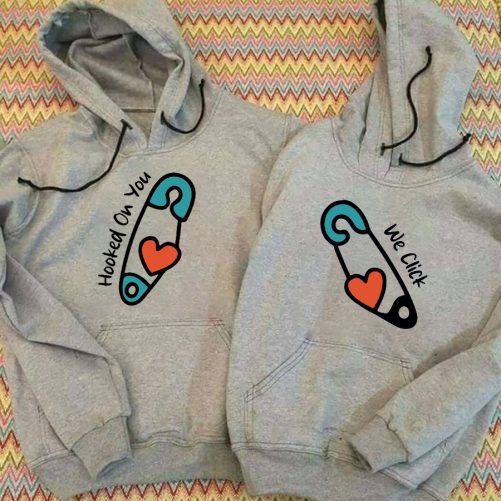 Funny Couple Hoodie Hooked On You We Click   Funny Gift For Couple  1