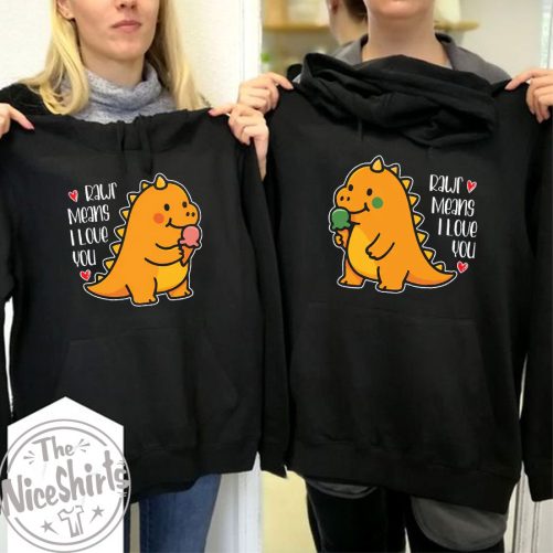 Funny Couple Hoodie Rawr Means I Love You   Funny Gift For Couple  3