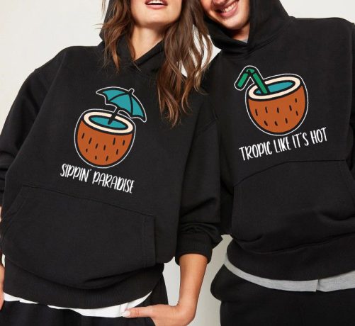 Funny Couple Hoodie Tropic Like It's Hot Sippin' Paradise   Funny Gift For Couple  2