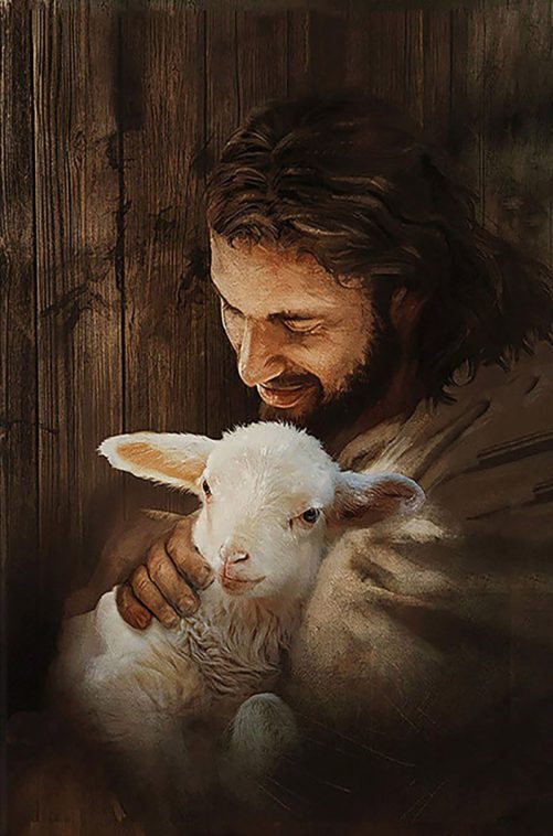 Jesus Holding Lamb Canvas
