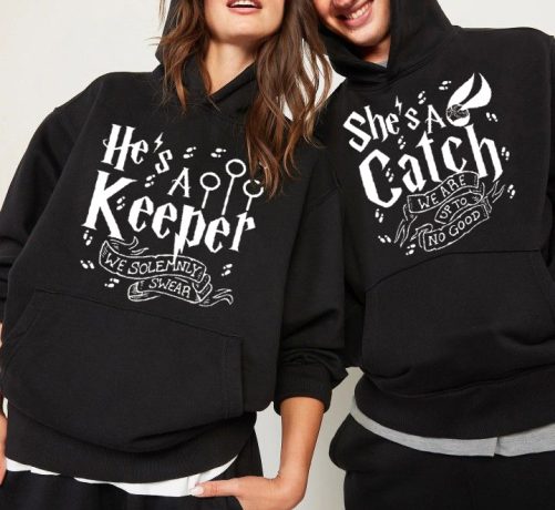 Matching Couple He's A Keeper She's A Catch   Gift For Couple