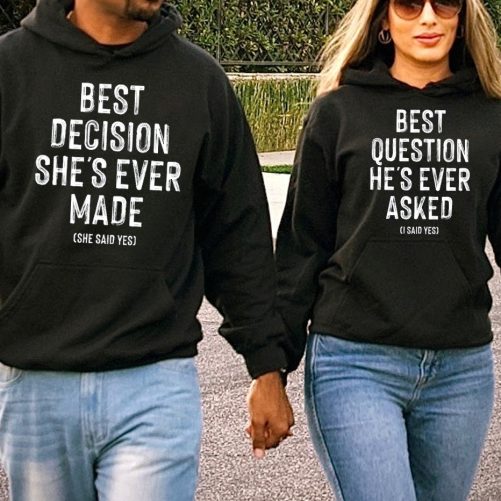 Matching Couple Hoodie Best Decision She's Ever Made   Gift For Couple  2
