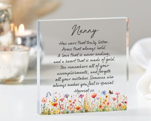 Nanny Gift, Personalised Nanny Keepsake Gift, Present For Nan, Nanny Gift, Nannys Birthday, Grandma Gift, Acrylic Block