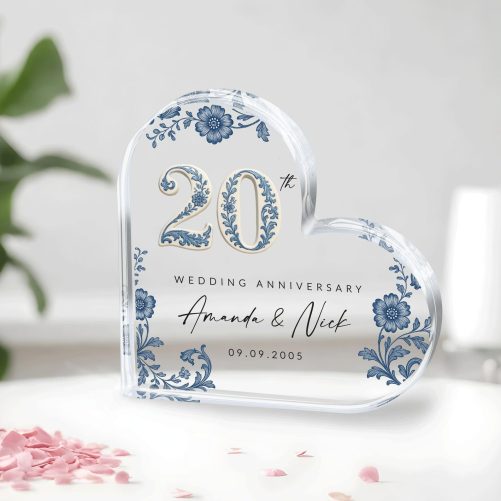 Personalized 20th Anniversary Gift, Chinoiserie 20th Anniversary Gift, Wedding Anniversary Acrylic Plaque, 20th Anniversary Keepsake Gift 1