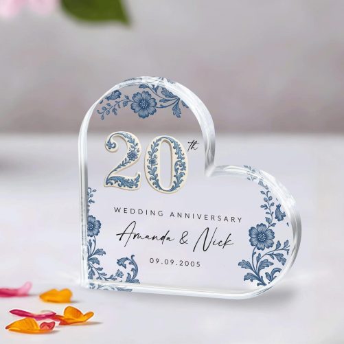 Personalized 20th Anniversary Gift, Chinoiserie 20th Anniversary Gift, Wedding Anniversary Acrylic Plaque, 20th Anniversary Keepsake Gift 2