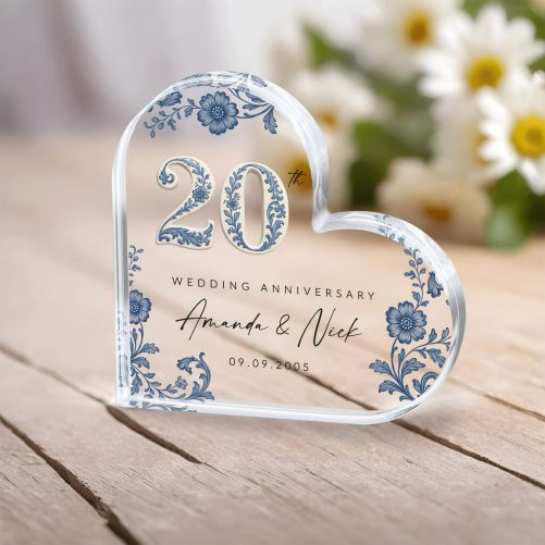 Personalized 20th Anniversary Gift, Chinoiserie 20th Anniversary Gift, Wedding Anniversary Acrylic Plaque, 20th Anniversary Keepsake Gift 3