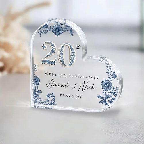 Personalized 20th Anniversary Gift, Chinoiserie 20th Anniversary Gift, Wedding Anniversary Acrylic Plaque, 20th Anniversary Keepsake Gift