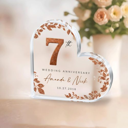 Personalized 7th Anniversary Gift, Copper Anniversary Gift, 7th Anniversary Acrylic Plaque, 7th Wedding Anniversary Keepsake, Couples Gift 1