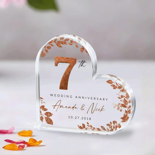 Personalized 7th Anniversary Gift, Copper Anniversary Gift, 7th Anniversary Acrylic Plaque, 7th Wedding Anniversary Keepsake, Couples Gift 2