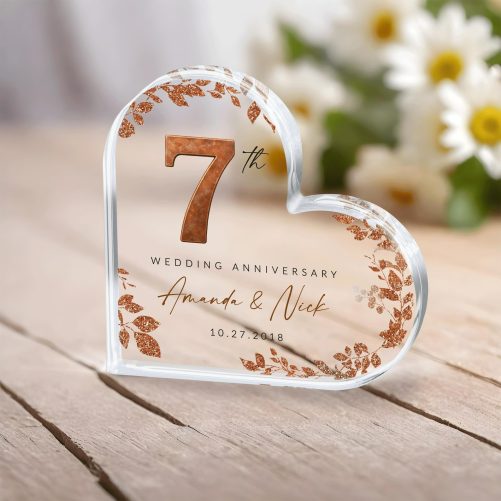 Personalized 7th Anniversary Gift, Copper Anniversary Gift, 7th Anniversary Acrylic Plaque, 7th Wedding Anniversary Keepsake, Couples Gift 3