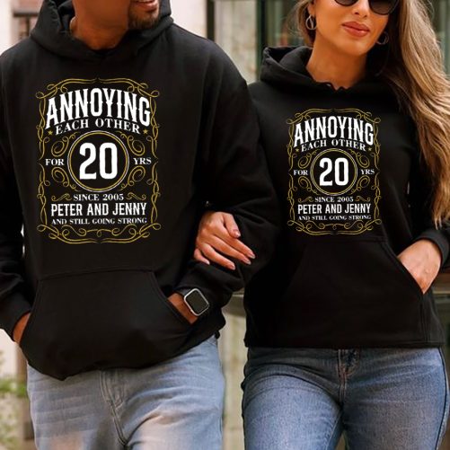 Personalized Matching Couple Hoodie Annoying Each Other Custom Number And Name   Funny Gift For Couple  1