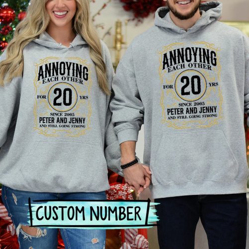 Personalized Matching Couple Hoodie Annoying Each Other Custom Number And Name   Funny Gift For Couple  2