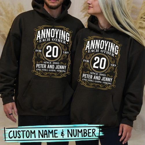 Personalized Matching Couple Hoodie Annoying Each Other Custom Number And Name   Funny Gift For Couple  3