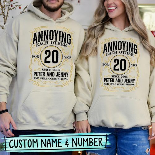 Personalized Matching Couple Hoodie Annoying Each Other Custom Number And Name   Funny Gift For Couple  4