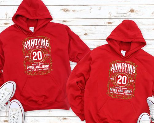 Personalized Matching Couple Hoodie Annoying Each Other Custom Number And Name   Funny Gift For Couple