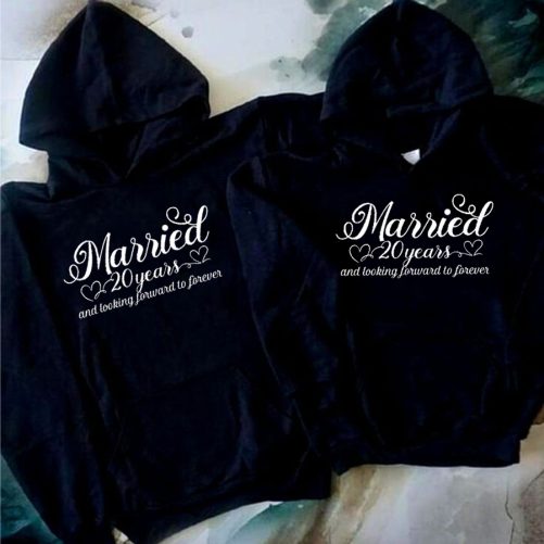 Personalized Matching Couple Hoodie Married And Looking Forward To Forever Custom Year   Funny Gift For Couple  4