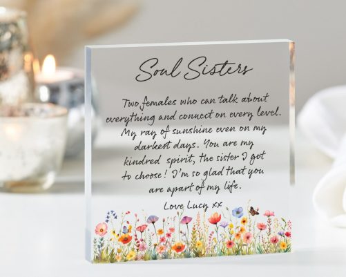Soul Sisters Gift, Personalised Best Friend Gift, Friend Letterbox Gift, Friendship Gift, Best Friend Gift, Acrylic Block