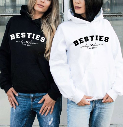 Best Friend Hoodie Besties Est. Custom Name And Year Gift For Best Friend 1