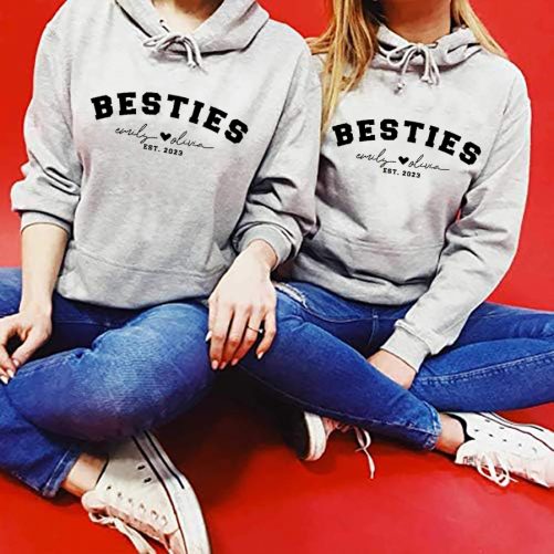 Best Friend Hoodie Besties Est. Custom Name And Year Gift For Best Friend 2