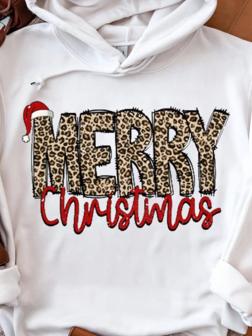Christmas Hoodie Merry Christmas Leopard Pattern Christmas Gift 1