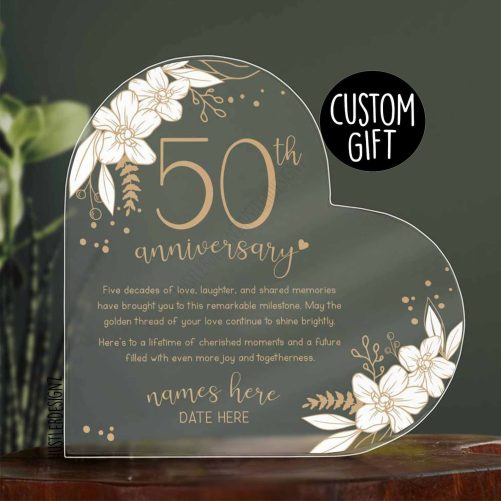 Personalized 50th Wedding Anniversary Heart Plaque, 50 Years Of Marriage, 50 Years Anniversary, Golden Wedding Anniversary Gifts For Parents