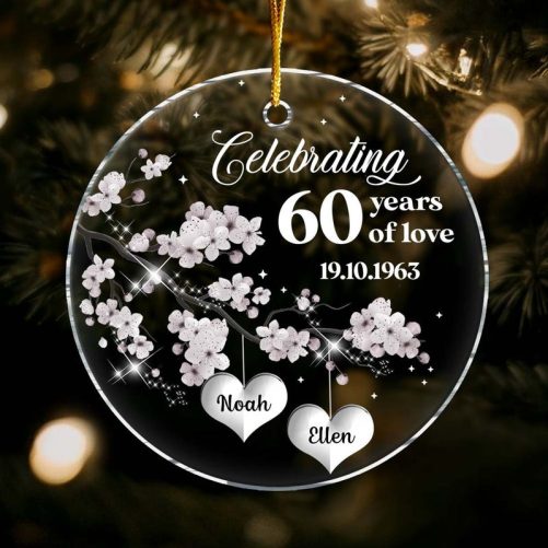 Personalized 60th Anniversary Gift For Couple Family Tree Circle Ornament 29037