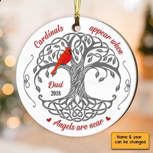 Personalized Angels Are Near Memorial Mom Dad Circle Ornament SB234 30O34