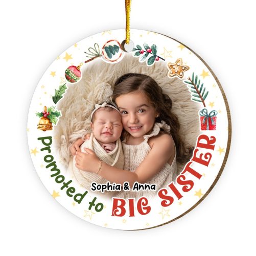 Personalized Christmas Gift Promoted To Big Sister Circle Ornament 30264