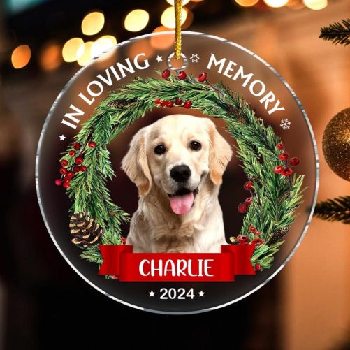 Personalized Christmas, Memorial Gift Custom Photo In Loving Memory New Acrylic Circle Ornament 35324