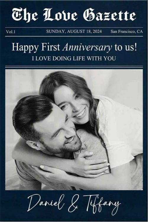 Personalized Couple Anniversary Newspaper Gift for Husband & Wife, Couple Gift Poster 37070