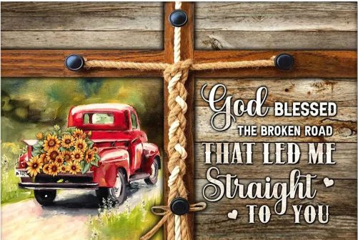 Red Truck Broken Road Poster
