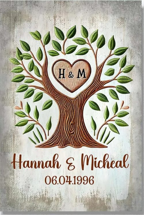 Personalized Couple Gift Love Tree, Engraved Names On Tree Poster 37265