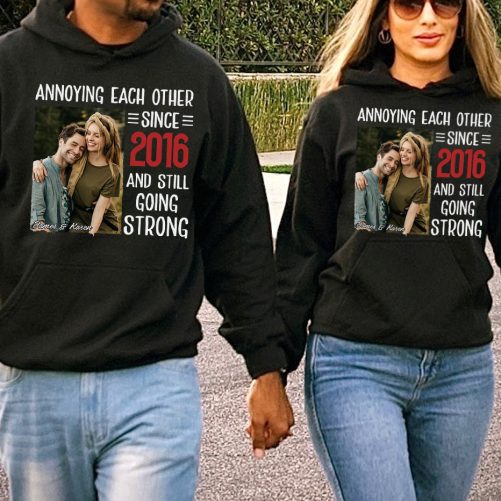 Personalized Couple Hoodie Annoying Each Other Since And Still Going Strong Custom Photo And Year   Gift For Couple  1